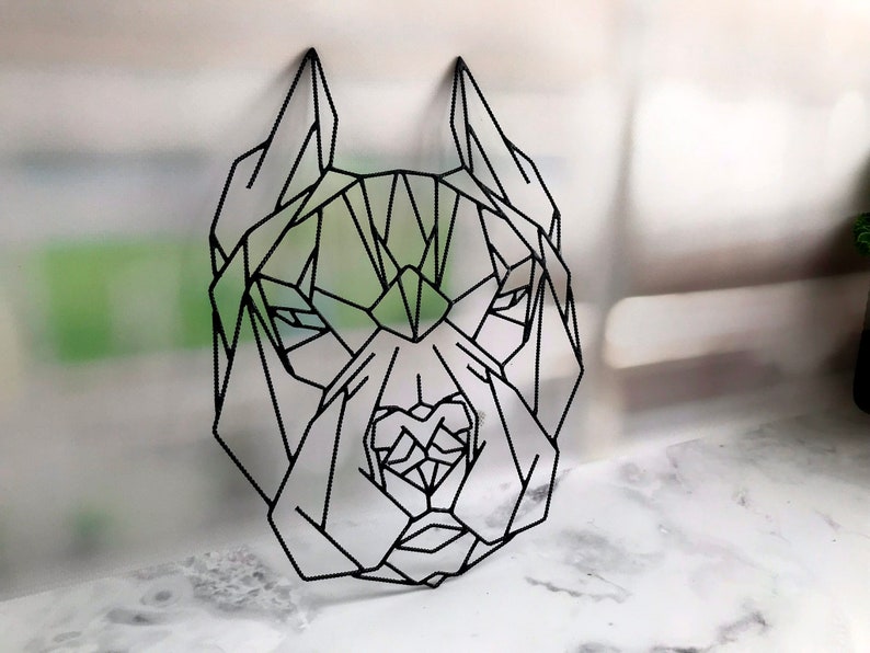 Geometric Dog Wall Decor Pitbull gift Geometric animal Wire | Etsy