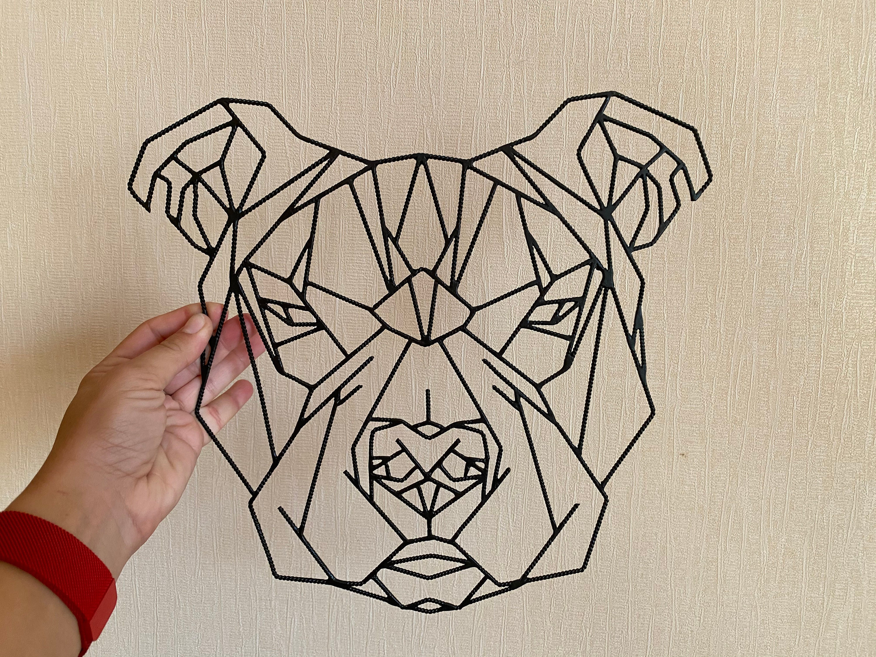 Geometric Dog Wall Decor Pitbull Gift Geometric Animal Wire - Etsy