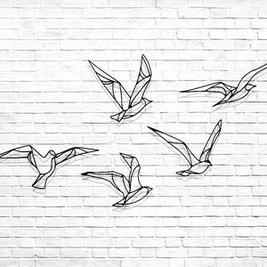 Seagull wall decor, geometric Bird, Bird gift idea, gull bird wall decor, Metal gull Decor, Wire Wall art, Flying birds decor, Coastal decor