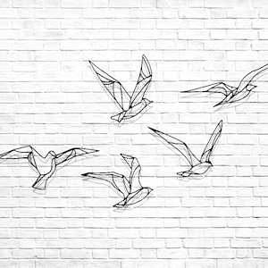 Seagull wall decor, geometric Bird, Bird gift idea, gull bird wall decor, Metal gull Decor, Wire Wall art, Flying birds decor, Coastal decor