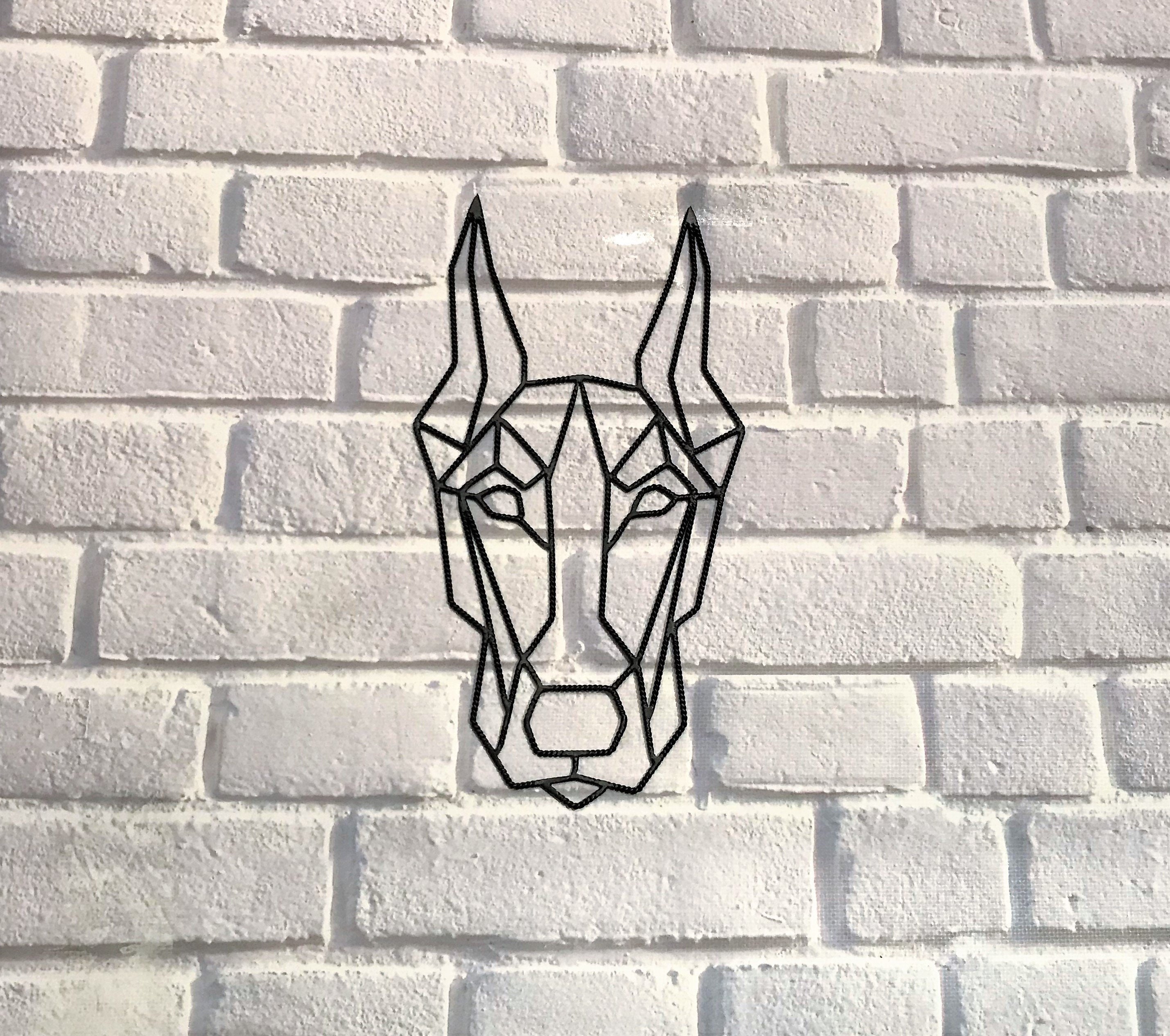 Doberman Metal Wall Art Geometric Dog Wall Decor Wire Dog Etsy