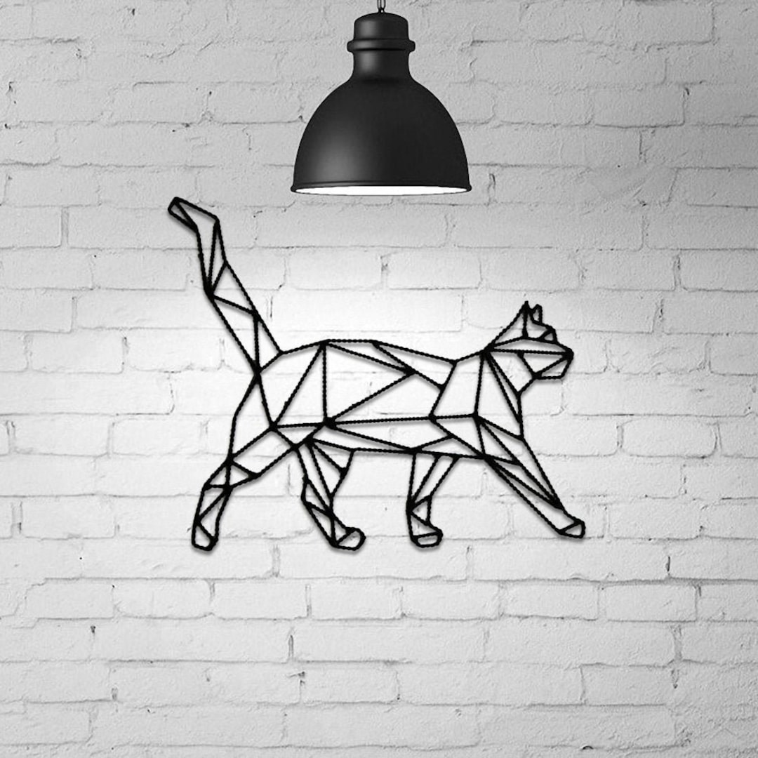 Cat Wall Hanging, Geometric Cat, Cat Gift Idea, Geometric Cat Wall Art