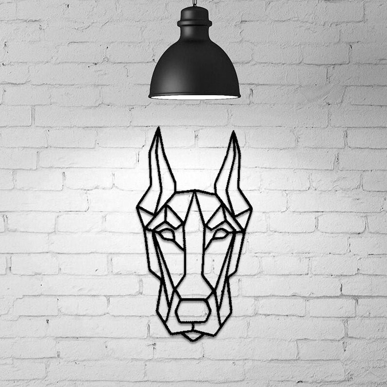 Doberman Metal Wall Art Geometric Dog Decor Wire Pinscher Hanging S Gift Idea