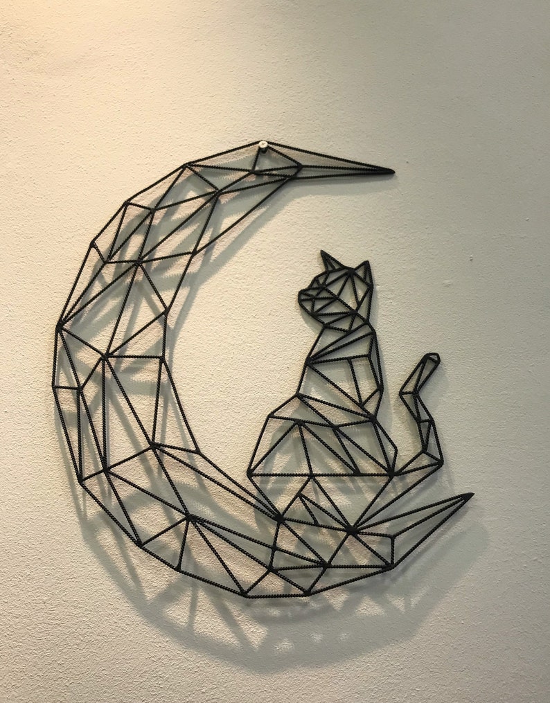 Cat Wall Hanging Geometrische Kat Muur Decor Kitten muur Etsy Nederland