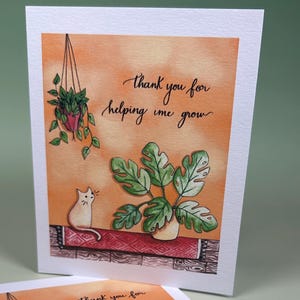 Merci de m'avoir aidé à grandir - Carte de remerciement pour enseignant, cadeau de remerciement pour enseignant, fin d'année scolaire, carte de voeux vierge à l'intérieur, Monstera