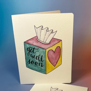Boîte de mouchoirs en papier Guérison - Boîte de mouchoirs en papier, Design de carte mignon, Guérison rapide, Carte pensée pour vous, Carte intérieure vierge