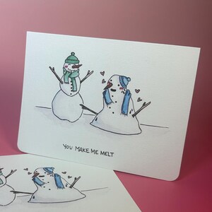 Carte de voeux pour couples avec bonhommes de neige, carte d'anniversaire, carte Je t'aime, carte pour couple, carte d'hiver, carte mignonne, carte vierge à l'intérieur