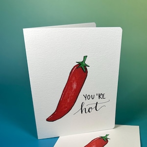 Carte de voeux You're Hot Spicy Pepper - Carte d'anniversaire, Carte de mariage, Carte pour partenaires, Carte de piment, Design de carte simple et mignon