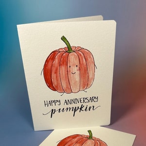 Joyeux anniversaire citrouille - carte d'anniversaire, carte Je t'aime, carte pour couple, carte automne, carte mignonne, carte de voeux vierge à l'intérieur, mignonne