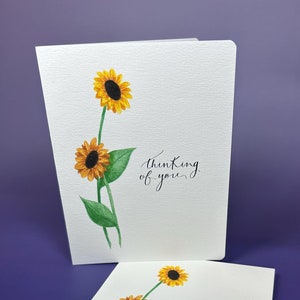 Carte de voeux tournesol - Une carte de tournesol, une pensée de vous, une carte de rétablissement, une carte florale, une carte intérieure vierge