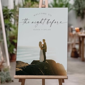 Editable Wedding Rehearsal Dinner Welcome Sign with Photo, Editable Welcome Sign Template, The Night Before Wedding Rehearsal Dinner RD3