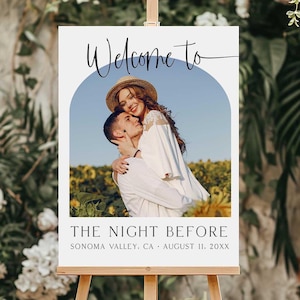 Editable Photo The Night Before Rehearsal Dinner Welcome Sign, Rehearsal Sign Template, The Night Before Wedding Rehearsal, Script RD3
