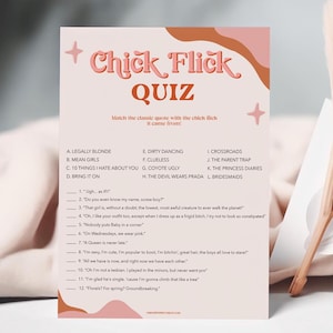 RETRO 70s Bachelorette Party Game, Chick Flick Quiz, Bridal Shower Games, Retro 70s Modern Hen Party Games, Hen Do, Printable Games RS2