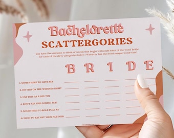 RETRO 70s DIRTY Bachelorette Scattergories, Bachelorette Party Game, Bachelorette Game Printable, Rude Bachelorette Game Hen Party Games RS2