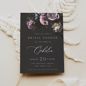 LELA Gothic Bridal Shower Invitation, Dark Floral Bridal Shower Invite, Gothic Bridal Shower Invite, Printable Download, Editable, LE1