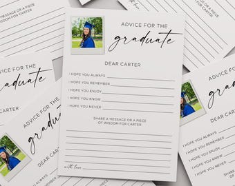 Advice for the Graduate Card Template, Photo Graduation Advice Cards, Grad Party 5x7 Advice Card, Graduate Advice & Well Wishes