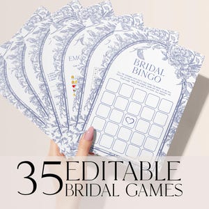Chinoiserie Bridal Shower Games, Printable Bridal Shower Game, Dusty Blue Floral Bridal Games, Blue Before I Do Bridal Shower Game Set CH