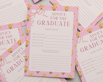 Floral Polkadot Advice for the Graduate Card Template, Graduation Advice Cards, Senior Grad 5x7 Advice Card, Graduate Advice & Wishes