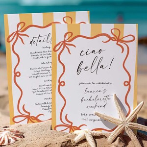Italian Summer Bridal Shower Invite, Ciao Bella Bachelorette Invitation & Itinerary, Editable La Dolce Vita Bridal Shower Invitation CB
