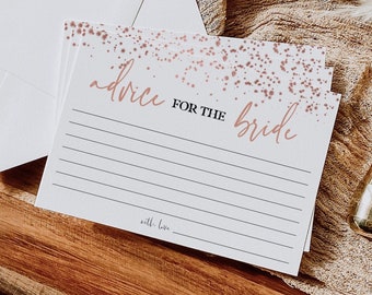 Advice for the Bride Cards, Rose Gold Bridal Shower, Bridal Shower Printables, Bridal Shower Games Rose Gold, Editable Download, Bridal RGC