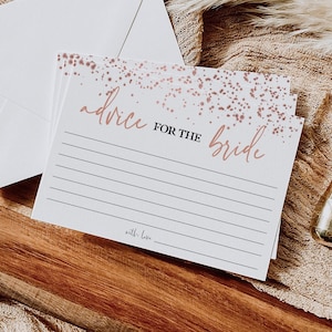 Advies voor de bruidkaarten, Rose Gold bruidsdouche, bruidsdouche printables, bruidsdouchespellen Rose goud, bewerkbare download, bruids RGC