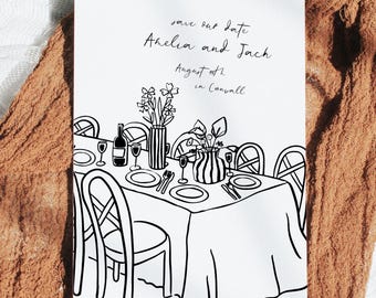 Save The Date Wedding Template, Table Wedding Card Save The Date Card Canva Template, Wedding Announcements Card, Wedding Stationary