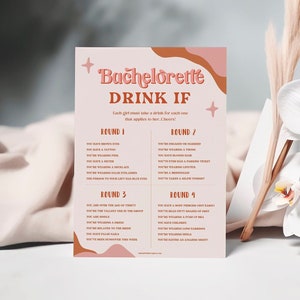 RETRO jaren '70 Bachelorette spel, Bachelorette drankje als spel, afdrukbaar, jaren '70 moderne bruidsspelen, vrijgezellenfeest, leuk vrijgezellenfeest spel RS2