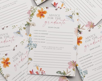 Wildflower Advice for the Graduate Card Template, Graduation Advice Cards, Senior Grad 5x7 Advice Card, Graduate Advice & Well Wishes