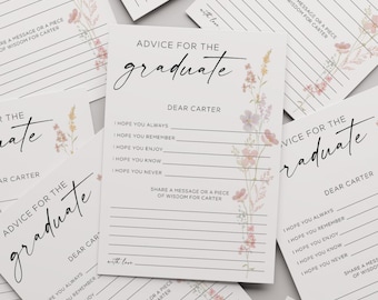 Simple Wildflower Advice for the Graduate Card Template, Graduation Advice Cards, Senior Grad 5x7 Advice Card, Graduate Advice & Wishes