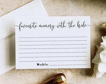 Favourite Memory with the Bride, Printable Bridal Shower Games, Bridal Shower Ideas, Minimalist Bridal Shower Games, Bridal Game Ideas M2