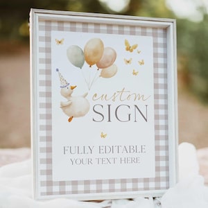 One Silly Goose Editable Sign, One Silly Goose Birthday Custom Sign, Editable Sign Template, One Silly Goose, Goose 1st Birthday Sign OSG