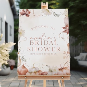 Fall Bridal Shower Welcome Sign, Fall in Love Bridal Shower Decor, Editable Welcome Sign Template, Autumn Bridal Shower