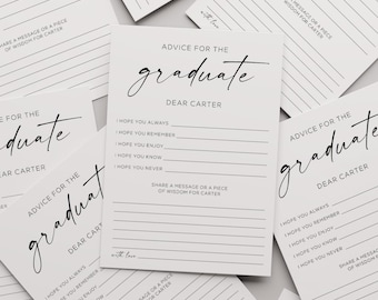 Advice for the Graduate Card Template, Graduation Advice Cards, Grad Party 5x7 Advice Card, Graduate Advice & Well Wishes