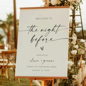 PRINTED + SHIPPED The Night Before Wedding Rehearsal Welcome Sign, Rehearsal Dinner Welcome Sign, Modern The Night Before Welcome Sign