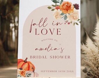 Autumnal Bridal Shower Welcome Sign, Fall Bridal Shower Welcome Sign, Editable Bridal Welcome Sign Template, Autumn Bridal Shower