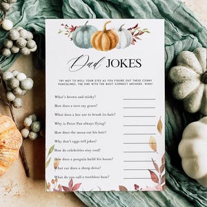 Little Pumpkin Dad Jokes Baby Game, Editable Baby Shower Games, Fall Pumpkin Baby Shower, Printable Baby Shower Games, Fall Baby Games PM1