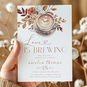 Love Is Brewing Bridal Shower Coffee Invitation, Editable Love Is Brewing Coffee Shower, Coffee Bridal Shower, Editable Bridal Invite LIB