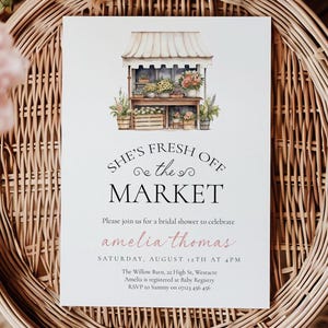 Fresh Off the Market Bridal Shower Invite, She&#39;s Fresh Off the Market Bridal Shower, Bridal Shower Invitation Template, Farmers Market SOTM