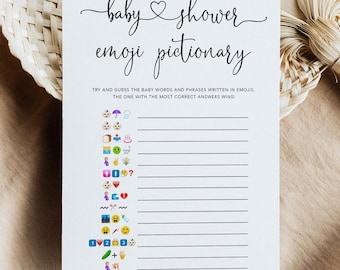 Baby Shower Games, Baby Shower Emoji Pictionary Game, Printable Baby Shower Games, Minimalist Baby Shower Theme, Baby Emoji Pictionary M1