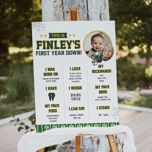 My First Down 1st Birthday Poster, My First Year Milestone Poster, Milestone Board, My Fist Down Birthday Party, Editable Template FB1