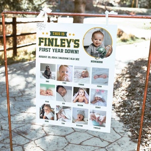 First Year Down 1st Birthday Photo Milestone, 1st Year Down Football Birthday Milestone Sign, Football Birthday Party, Editable Template FB1