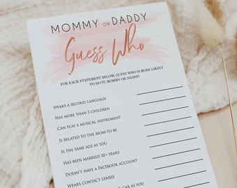 EDITABLE Guess Who Mommy or Daddy Baby Game, Printable Baby Shower Games, Fun Baby Shower Games, Pink Baby Shower Games, Baby Games PS1