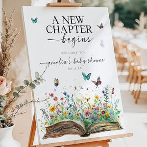 A New Chapter Begins Baby Shower Welcome Sign, Open Book New Chapter Begins Baby Shower, New Chapter Begins Baby Decor, Storybook Baby ANC