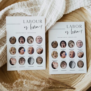 Jeu de baby shower Labour ou Lovin, jeux imprimables pour baby shower, baby shower moderne, Labour ou Lovin, baby shower sans distinction de sexe, Labor AH1