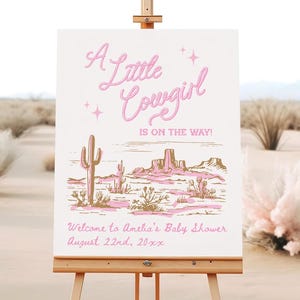 Little Cowgirl Baby Shower Welcome Sign, Editable Baby Shower Welcome Sign, Western Rodeo Girl Baby Shower Decor CBB