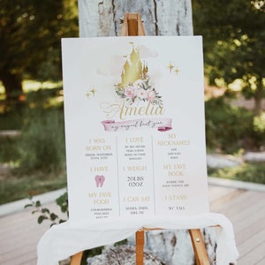 Panneau de la première année de la princesse, célébration royale, affiche imprimable de la première année de bébé, panneau de bienvenue premier anniversaire, anniversaire de princesse PR1