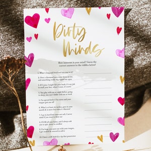 Dirty Minds Galentines Party Games, Rude Galentines Party Games, Ladies Night Game, Instant Download, Printable Games, Fun Party Games GDV