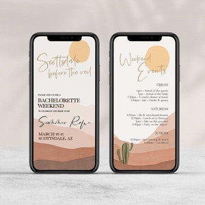 ARI Scottsdale Before the Veil Digital Invitation, Bachelorette Party Invite, Itinerary, Phone Invite, Desert Bachelorette Party AR1