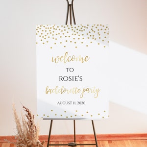GOLD CONFETTI | Bachelorette Welcome Sign, Bachelorette Party Decor, Editable Welcome Sign, Gold Bachelorette Party Welcome Sign,  GC1