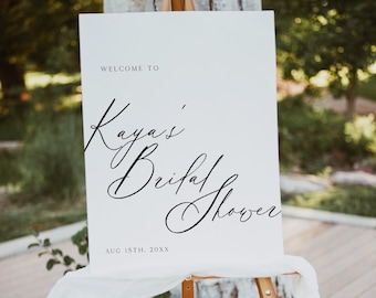 EMBER Minimalist Bridal Shower Welcome Sign, Editable Template, Bridal Shower Signage, Editable Welcome Sign, Modern Minimal Calligraphy EM1